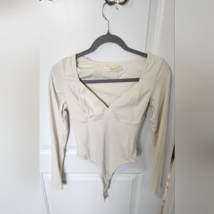 Cream Long Sleeve Bodysuit